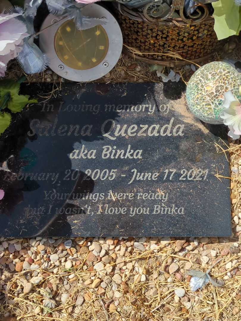 Salena "Binka" Quezada's grave. Photo 1