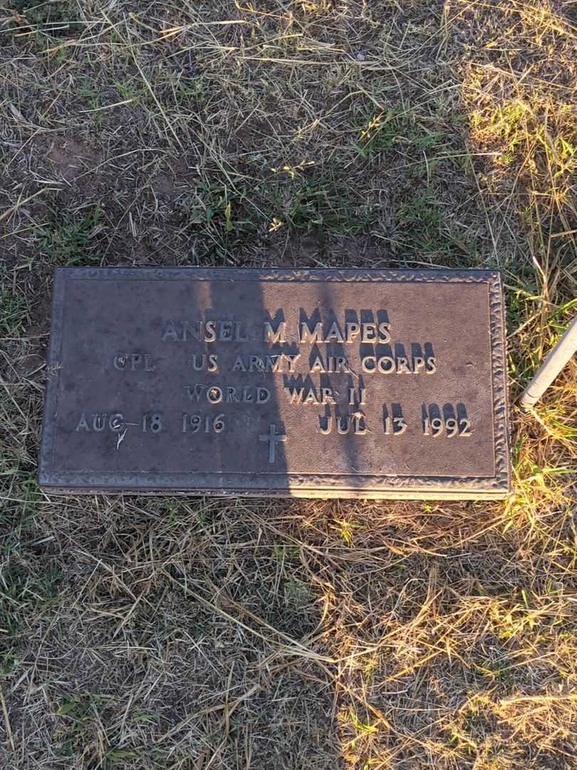 Ansel M. Mapes's grave. Photo 1